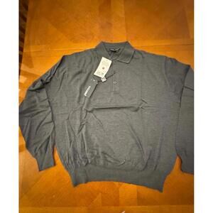 Tulliano Men's Silk Cotton Knitwear Polo Sweater Gray Size Large
